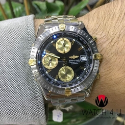 2003 Breitling Chronomat B13352 Automatic 39mm Black Dial 18k/SS Mens Watch+B/P