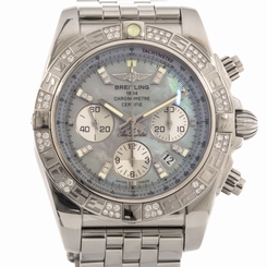 Breitling Chronomat 44 Mother of Pearl Steel Date Auto Mens Watch AB0110AA/G686