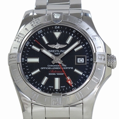 Pre-Owned Breitling Avenger 2GMT SS Black Dial Men's Automatic Watch A32390, MR