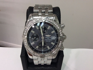 BREITLING Ref. A13356 Chronomat Evolution 44mm S/Steel w/ Factory Diamond Bezel!