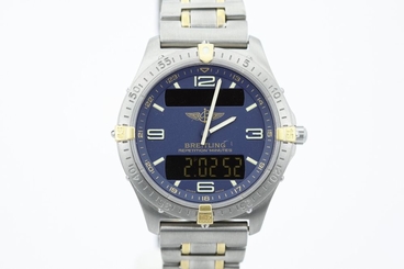 Breitling Aerospace Two Tone Blue Dial Titanium F65062 Serviced 2016
