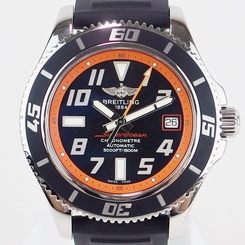 Pre-Owned Breitling Super Ocean Rubber Black/Orange Men's Auto Watch A17364,MR