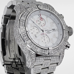 Breitling Super Avenger White Dial A13370 13ct Fully Covered Diamond Watch 609207284826