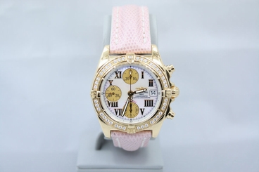 BREITLING WINDRIDER CHRONO COCKPIT 18K YELLOW GOLD FACTORY DIAMOND WATCH K13358