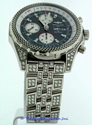 Breitling Bentley GT ALL DIAMOND Very RARE 18k White Gold 45mm gent's watch.