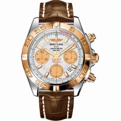 Breitling Men's Chronograph Leather Band Steel Case Automatic Watch G713BS