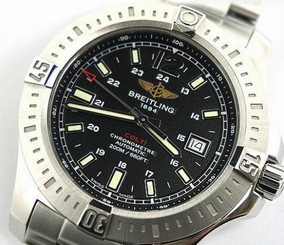 Pre-Owned Breitling Colt 44 Chrono SS Black Dial Mens Automatic Watch A17833,MR