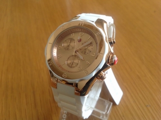 Michele Ladies Large Tahitian White Jelly Bean RoseGold Dial Watch MWW12F000030