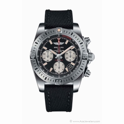 BREITLING MEN'S BLACK NYLON BAND STEEL CASE AUTOMATIC WATCH AB01442J-BD26MS