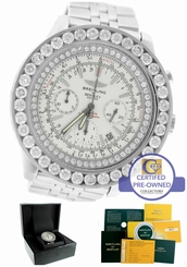 Breitling Bentley Chronograph 11.96ctw Silver Diamond A25363 Steel 48mm Watch