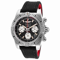 BREITLING MEN'S BLACK NYLON BAND STEEL CASE AUTOMATIC WATCH AB01442J-BD26MS