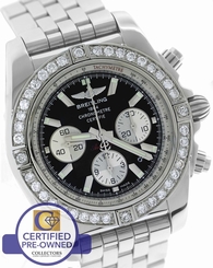 Breitling Chronomat 44 2.80ctw Diamond B01 01 AB0110 Stainless Black 44mm Watch