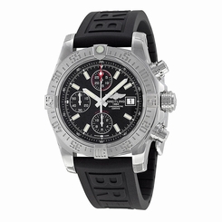 Breitling Avenger II Black Dial Chronograph Black Rubber Automatic Mens Watch