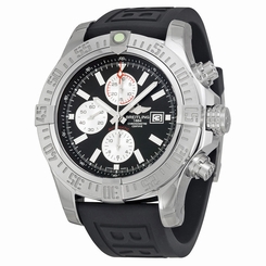 Breitling Super Avenger II Chronograph Automatic Black Dial Black Rubber Mens