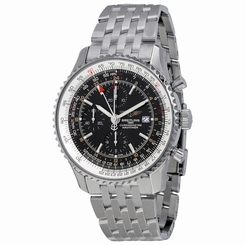 Breitling Navitimer World Mens Stainless Steel Watch with Black Dial