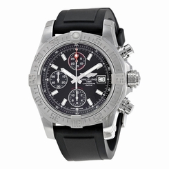 Breitling Avenger II Automatic Chronograph Black Dial Black Rubber Mens Watch