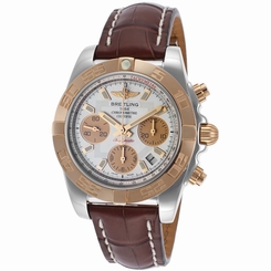 Breitling Men's Chronograph Leather Band Steel Case Automatic Watch G713BS