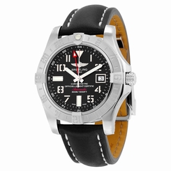 Breitling Avenger II Automatic Volcano Black Dial Black Leather Mens Watch