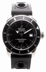 BREITLING SUPEROCEAN A17321 MENS WATCH HERITAGE BLACK DIAL AUTOMATIC RUBBERSTRAP