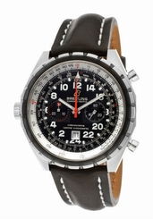 Breitling Chrono-Matic 44mm Black Dial Leather Strap Steel A2236013 List $4,815