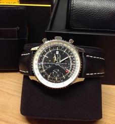 Breitling Navitimer World A24322 - Black Dial - Leather Deployment - B&P - 2016