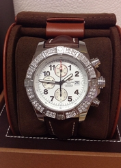 Breitling Super Avenger A13370 Diamond Bezel - Box & Service Paperwork