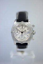 Men's SS Breitling Chronograph COCKPIT A13357 Automatic WHITE MOP COMPLETE B/P!
