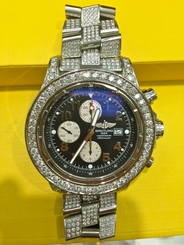 BREITLING A13370 SUPER AVENGER CHRONOGRAPH 4 CARAT BEZEL 12 CARAT BRACELET/CASE 609207284826