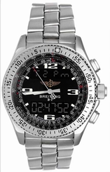 BREITLING PROFESSIONAL B-1 MEN'S STEEL COUNT DOWN TIMER & ALARM WATCH A68362