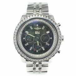 Breitling Bentley 6.75 10.00Ct Diamonds Green Pearl Mens Watch 676-A4436212/G5