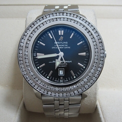 Breitling SuperOcean Heritage 46 A17320 Black 46mm Stainless Watch Diamond Bezel