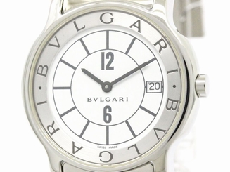 Polished BVLGARI Solotempo Steel Quartz Mens Watch ST35S (BF108952)