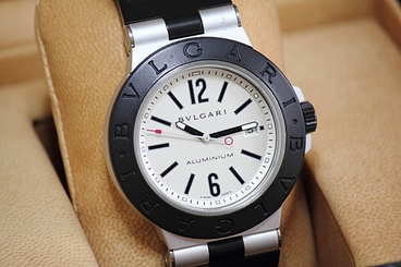 Pre-Owned Bulgari Aluminum/Rubber Men's Automatic White Dial Watch AL44TA, MR