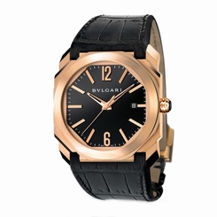 NEW BULGARI OCTO Mens 18K Pink Gold Automatic Black Dial Watch Ref. BGOP41BGLD