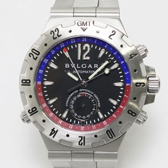 Pre-owned Bulgari GMT40S Diagono Professional GMT BVLGARI SS Automatic Watch,AS