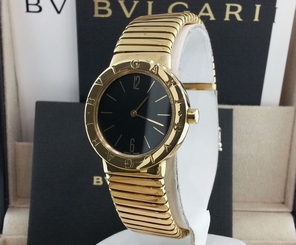 BVLGARI 18k Gold 30mm Quartz Watch Tubogas Medium Large Size BB 30 2T BULGARI