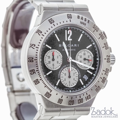 Bulgari Diagono Professional Chronograph Watch Automatic Steel Black Dial CH40SS