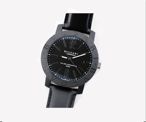 Pre-Owned Bulgari Carbon/Leather Black Dial Men's Automatic Watch BB40CL, MR