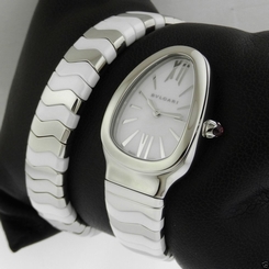 Bvlgari Bulgari Serpenti Spiga sp35wswcs.1t White Steel & Ceramic Ret: $6,300