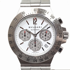 Pre-Owned BVLGARI Diagono Professional CH40STA Men's SS White Automatic Watch,MD