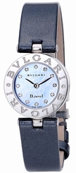 New BVLGARI B-ZERO1 SS/Leather Black Dial Women's Wristwatch BZ22BSL / 12-M,MR
