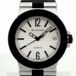 Pre-Owned BVLGARI Diagono DG35SV Men's SS/Rubber White Dial Automatic Watch, MD