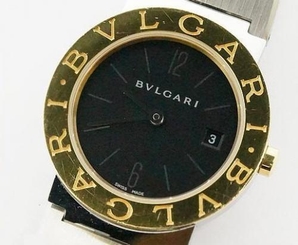 Pre-Owned BVLGARI Bvlgari Bvlgari BB26SG Ladies SS/YG Black Quartz Watch, MD