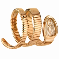 New Bulgari Serpenti  18K Pink Gold Quartz 35mm Pave Dial Watch SPP35D2GDG.2T