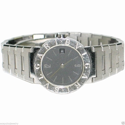 BVLGARI BB26SS Stainless Steel Ladies Black Dial Watch Pre-Owned