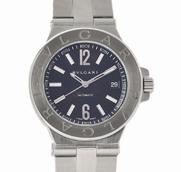 Pre-Owned BVLGARI Diagono DG40S Men's Stainless Steel Black Automatic Watch, MD