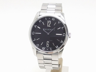 Pre-Owned BVLGARI Solotempo ST42S Men's SS Black Quartz Watch, MD