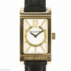 Pre-owned Bvlgari RT39G 18K Leather Quartz White Dial Ladies Watch w/ box, IC