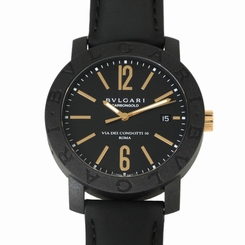 Pre-Owned Bulgari Carbon Gold SS/Leather Men's Automatic Wristwatch BB40CL, MR