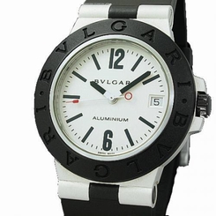 Pre-Owned BVLGARI Aluminum/Rubber Silver Dial Mens Automatic Wristwatch AL38A,MR